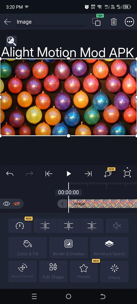 Alight Motion app interface showing video timeline and editing tools (2025)